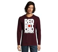 Camiseta Manga Larga Red Hot Chilli Peppers Punk Rock Musica (FR/ES, Letras, M, Regular, Regular, Burdeos)