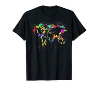 Camiseta Mapamundi Graffiti Camiseta Atlas Global Geografía Escolar Camiseta