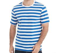 Camiseta marinera a rayas para hombre, camiseta de manga corta con cuello redondo, camiseta casual de verano en poliéster ligero, ajuste holgado para vacaciones y uso diario (3XL azul)