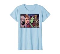 Camiseta Marvel Guardians Vol.2 Star Lord Drax Gamora Groot Camiseta, Mujer, Azul Bebé, M