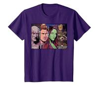 Camiseta Marvel Guardians Vol.2 Star Lord Drax Gamora Groot Camiseta, Niños, Morado, 10 años