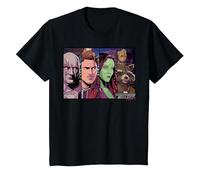 Camiseta Marvel Guardians Vol.2 Star Lord Drax Gamora Groot Camiseta, Niños, Negro, 3 años