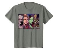 Camiseta Marvel Guardians Vol.2 Star Lord Drax Gamora Groot Camiseta, Niños, Verde Militar Jaspeado, 4 años