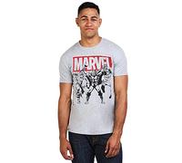 Camiseta Marvel Trio Heroes para Hombre, Gris (Grey Marl Spot), Reino Unido