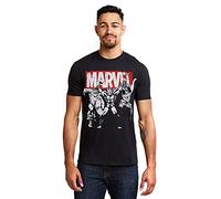 Marvel Camiseta Trio Heroes para Hombre, Negra (Negra y Negra), Talla XL UK