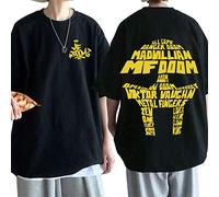 Camiseta MF Doom Camisetas Hombre Mujer Hip Hop Vintage Algodón Camisetas De Gran Tamaño Streetwear Casual Sueltas Manga Corta Tops XXS~3XL-Black||XXS