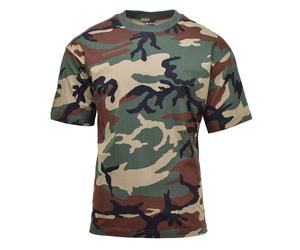 Camiseta militar MFH US manga corta Woodland camuflaje camiseta interior