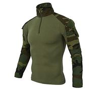 Camiseta Militar Táctica para Hombre - Ajustada, Manga Larga, Camuflaje, Combate, Paintball, Airsoft, Uniforme - Verde Militar, XL