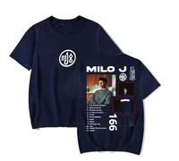 Camiseta Milo J Milo J 166 Album para mujer y hombre con cuello redondo de manga corta estilo retro, azul marino, XXS