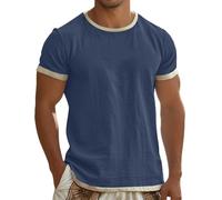 Camiseta minimalista natural para hombre en un tono natural tranquilo - Camiseta informal de manga corta con aspecto de lino | Camiseta básica atemporal para el día a día, la playa y los viajes