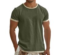 Camiseta minimalista natural para hombre en un tono natural tranquilo - Camiseta informal de manga corta con aspecto de lino | Camiseta básica atemporal para el día a día, la playa y los viajes