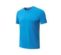 Camiseta moderna de manga corta para hombre, cuello redondo, color liso, diseño sin botones, para uso casual inteligente, exploración de la ciudad, tiempo libre y eventos sociales de verano, Un azul