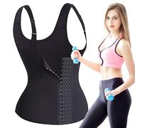 Camiseta moldeadora de corsé negra - Chaleco adelgazante de cintura ajustable, camiseta de compresión para mujer, moldeadora corporal con cierre de cuatro ganchos | Diseño transpirable y de fuerte sop