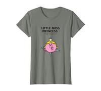 Camiseta Mr. Men Little Miss Princess Camiseta, Mujer, Verde Militar Jaspeado, XS