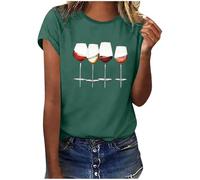 Camiseta Mujer Camiseta | Corte Recto, Cuello Redondo, Manga Corta, Estampado 4 Copas Alineadas en la Parte Delantera, Gráficos Mínimos, Silueta Casual | Look Casual para Salida, Fin de End, Aperitivo