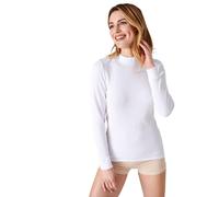 Damart Camiseta Thermolactyl, Cuello Alto, canalé Polar, Manga Larga Ropa Interior, Blanco, S para Mujer