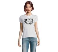 Camiseta Mujer Linkin Park Grupo Rock música (FR/ES, Letras, M, Regular, Regular, Blanco)
