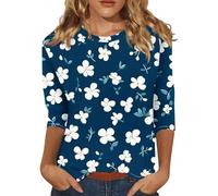 Camiseta Mujer Manga Corta Verano Algodon Blusas Manga 3/4 Basicas Tallas Grandes Básica Ropa Mujer Verano 2025 Camisetas Cuello Redondo Casual Deportiva Tops Mis Pedidos Realizados(Azul Oscuro,XL)