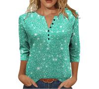 Camiseta Mujer Manga Larga,Cuello V con Botones Camisetas Mujer Primavera Verano Basico Simple Color Block Camisa Informal Casual Blusa Tops Sueltos Camisas Original Oficina tee Pullover T-Shirt