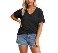 Camiseta Mujer Oversize, Camisa Mujer Elegante,Informal de Verano Talla Grande Cuello V Manga Corta y Efecto Degradado Comoda y Moderna Camisas Tshirt Blusas tee Top