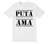 Camiseta Mujer Puta AMA | Blanca o Negra con Frase empoderada | Diseño Estilo Tattoo Old School | Algodón Unisex, Estampado Vinilo Textil (FR/ES, Letras, XXL, Regular, Regular, Blanco)