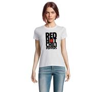 Camiseta Mujer Red Hod Chili Peppers Punk Rock música Grupos (FR/ES, Letras, S, Regular, Regular, Blanco)