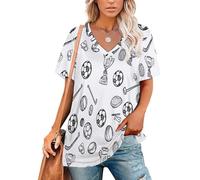 Camiseta Mujer Tallas Grandes Camiseta De Mujer con Cuello En V Media Manga Estilo Deportivo Casual Verano Top En Ajuste Holgado como Blusa Impresiones Iconos Deportivos Grafiti Camisetas