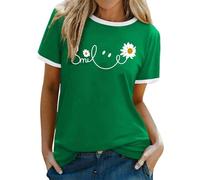 Camiseta Mujer Verano, Camiseta Básica Mujer Top Informal Manga Corta con Estampado Gráfico Y Diseño Colorido para Uso Diario