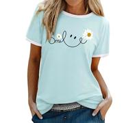Camiseta Mujer Verano, Camiseta Básica Mujer Top Informal Manga Corta con Estampado Gráfico Y Diseño Colorido para Uso Diario