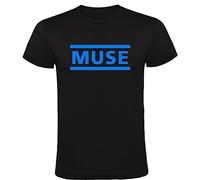 Camiseta Muse Logotipo Negra Hombre 100% Algodón Tallas S M L XL XXL Mangas Cortas T-Shirt (L)