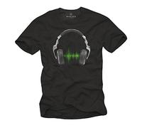 Camiseta Musica Hip Hop - Auriculares Hombre Negra S