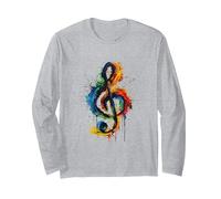 Camiseta Musical Musical Regalos Musicales y música Guitarra Manga Larga, Unisex para Adultos, Gris Jaspeado, M