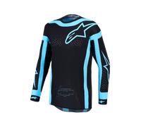 Alpinestars Supertech Vesta Maillot de motocross, negro/turquesa, Talla L