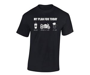 Camiseta: My Plan for Today: Moto/Motero - Biker/Trabajo / / T-Shirt Unisex/Trabajo/Motocicleta/Tuning/Carrera/Regalo para Motero (L)
