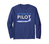 Camiseta My Son is a Pilot (avión, Jet, aerolínea, 747) Manga Larga