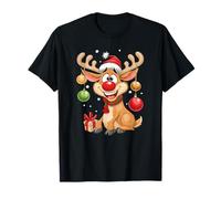 Camiseta Navideña con Lindo Reno Divertido Regalo Navidad Camiseta