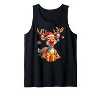 Camiseta Navideña con Lindo Reno Divertido Regalo Navidad Camiseta sin Mangas