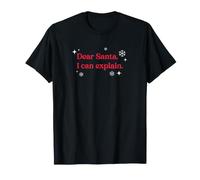 Camiseta navideña Divertida con Texto en inglés Dear Santa I Can Explique Camiseta