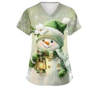 Camiseta Navideña Mujer Manga Corta Festiva De Acción De Gracias Mit Festlichem Charme Casacas Sanitarias Mujer Manga Corta Personal Cuidado De Blusa Cuello V Camiseta De Enfermeras De Navidad