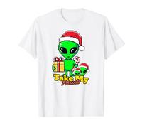 Camiseta navideña Retro con diseño de alienígenas con diseño de píxeles, de Take My Presents Camiseta gráfica económica, Hombre, Blanco, M