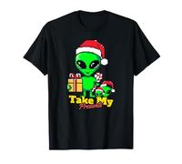 Camiseta navideña Retro con diseño de alienígenas con diseño de píxeles, de Take My Presents Camiseta