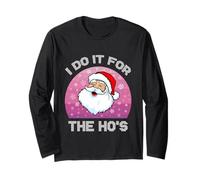 Camiseta navideña Santa I do it for The Ho'S para Mujer Manga Larga