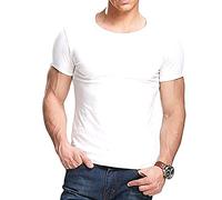 Camiseta negra ajustada de manga cortada con cuello redondo para hombre, de Butterme hombre Modal blanco blanco 2XL