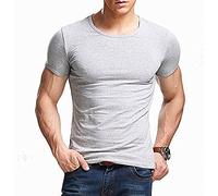 Camiseta negra ajustada de manga cortada con cuello redondo para hombre, de Butterme hombre Modal , gris