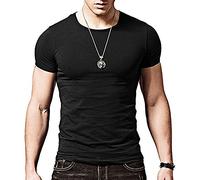 Camiseta negra ajustada de manga cortada con cuello redondo para hombre, de Butterme hombre Modal negro negro extra-large