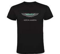 Camiseta Negra Aston Martin Logotipo Hombre 100% Algodón Tallas S M L XL XXL Mangas Cortas T-Shirt (S)
