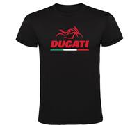 Camiseta Negra con Diseño Deportivo Motociclista Estilo Italiano - Gráfica Roja y Bandera Italia para Amantes de Las Motos (FR/ES, Letras, M, Regular, Regular, Negro)