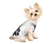 Camiseta negra con estampado de la Torre Eiffel de París para mascotas, chaleco sin mangas para cachorros pequeños, gatitos, uso en interiores y exteriores