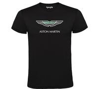 Camiseta Negra con Logo Aston Martin Hombre 100% Algodón Tallas S M L XL XXL (XL)
