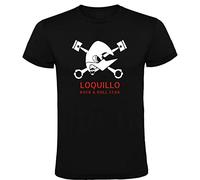 Camiseta Negra con Logotipo de Loquillo Hombre 100% Algodón Tallas S M L XL XXL Mangas Cortas (XL)